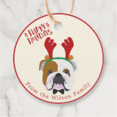 prettige feestdagen - Kute English Bulldog Kerstmi Bedankjes Labels (Achterkant)