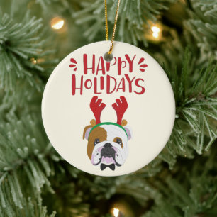 prettige feestdagen - Kute English Bulldog Kerstmi Keramisch Ornament