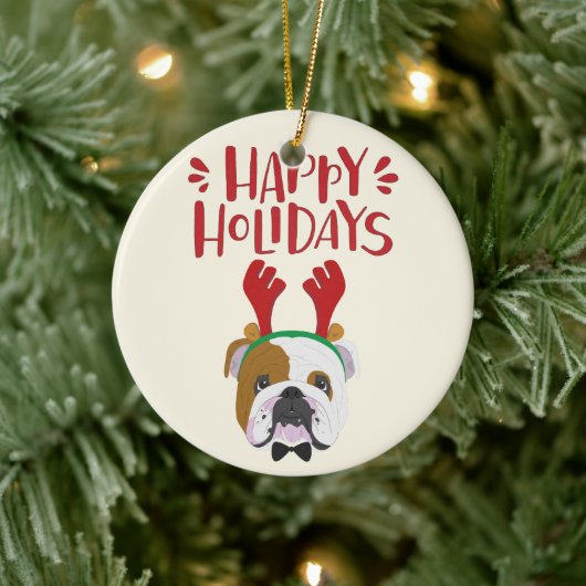 prettige feestdagen - Kute English Bulldog Kerstmi Keramisch Ornament (Boom)