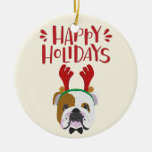 prettige feestdagen - Kute English Bulldog Kerstmi Keramisch Ornament (Voorkant)