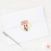 prettige feestdagen - Kute English Bulldog Kerstmi Ronde Sticker (Envelop)