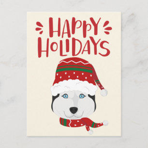 prettige feestdagen - Kute Husky Kerstmis Briefkaart