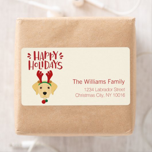 prettige feestdagen - Kute Labrador Kerstmis Etiket (Insitu)