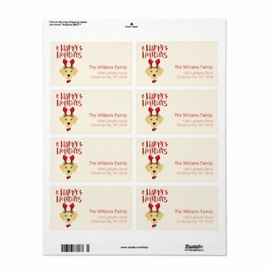 prettige feestdagen - Kute Labrador Kerstmis Etiket (Full Sheet)