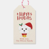 prettige feestdagen - Kute Maltese hond Kerstmis Cadeaulabel (Achterkant)