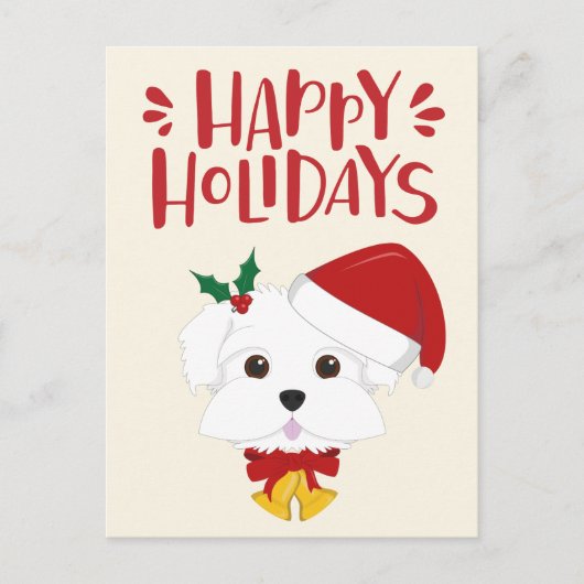 prettige feestdagen - Kute Maltese kerst Briefkaart (Voorkant)