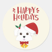 prettige feestdagen - Kute Maltese kerst Ronde Sticker (Voorkant)
