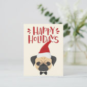 prettige feestdagen - Kute Pug Kerstmis Briefkaart (Staand voorkant)
