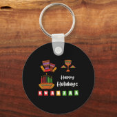 Prettige feestdagen Kwanzaa Chanoeka Voor Mannen V Sleutelhanger (Voorkant)