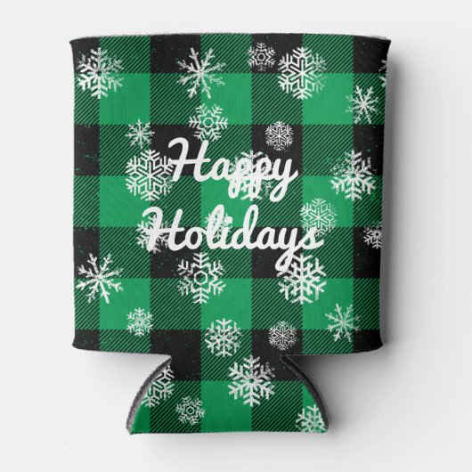 prettige feestdagen l Snowflakes Green Buffalo Pla Blikjeskoeler (Voorkant)