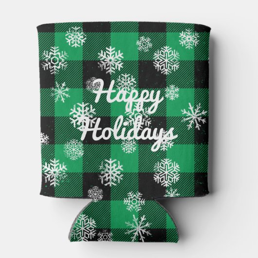 prettige feestdagen l Snowflakes Green Buffalo Pla Blikjeskoeler (Achterkant)