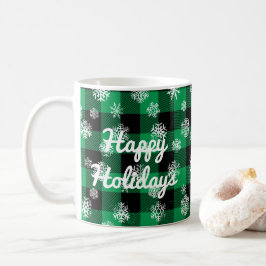 prettige feestdagen l Snowflakes Green Buffalo Pla Koffiemok