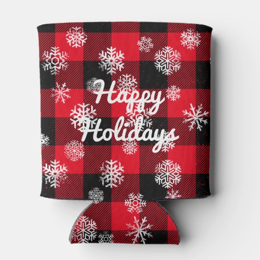 prettige feestdagen l Snowflakes Red Buffalo Plays Blikjeskoeler (Achterkant)