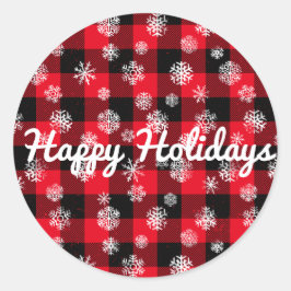 prettige feestdagen l Snowflakes Red Buffalo Plays Ronde Sticker