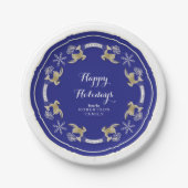 Prettige feestdagen ₩ Laat het sneeuwen Leaping Re Papieren Bordje (Voorkant)