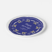 Prettige feestdagen ₩ Laat het sneeuwen Leaping Re Papieren Bordje (Gekanteld)