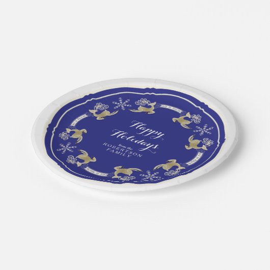 Prettige feestdagen ₩ Laat het sneeuwen Leaping Re Papieren Bordje (Gekanteld)