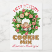 Prettige feestdagen Label Cookie Mix Voedselcontainer Etiket (Enkel label)