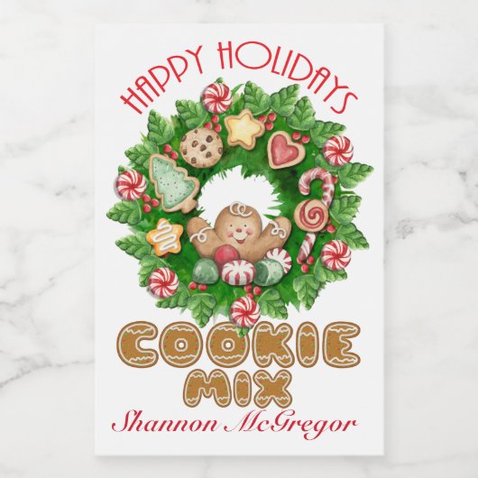 Prettige feestdagen Label Cookie Mix Voedselcontainer Etiket (Enkel label)