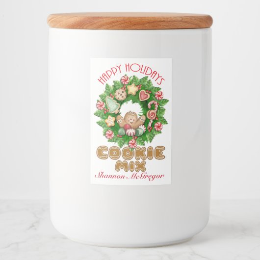 Prettige feestdagen Label Cookie Mix Voedselcontainer Etiket (Voorkant)