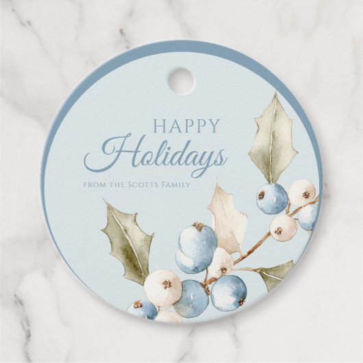 Prettige feestdagen Label Elegante bessen (Voorkant)