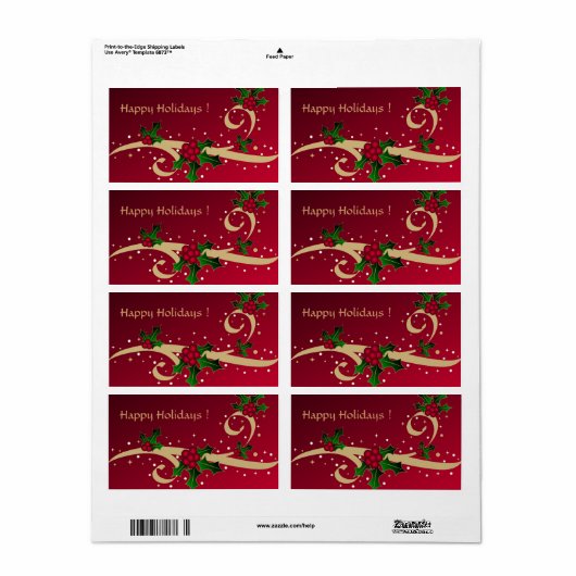 Prettige feestdagen -Label Etiket (Full Sheet)