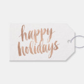 Prettige feestdagen Label Geborsteld koper Cadeaulabel (Voorkant (Horizontaal))