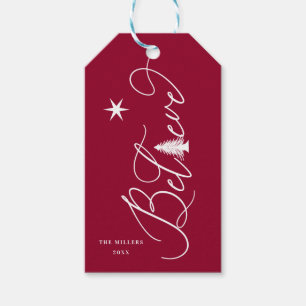 prettige feestdagen Label geloof elegant script Cadeaulabel