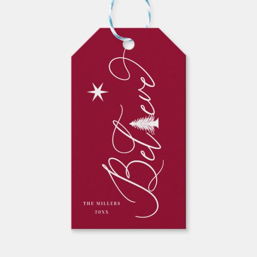 prettige feestdagen Label geloof elegant script Cadeaulabel (Voorkant)