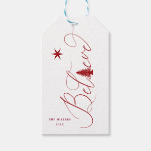 prettige feestdagen Label geloof elegant script Cadeaulabel