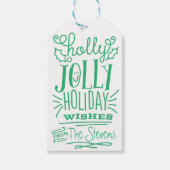 Prettige feestdagen Label Holly Jolly Cadeaulabel (Voorkant)