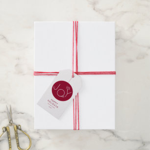 Prettige feestdagen Label Modern Joy Red Cadeaulabel