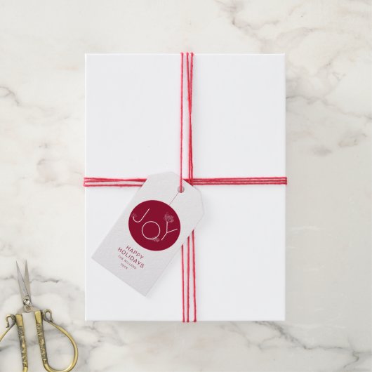 Prettige feestdagen Label Modern Joy Red Cadeaulabel (Met Touw)
