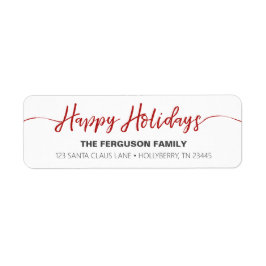 prettige feestdagen label Rood script retouradres