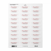 prettige feestdagen label Rood script retouradres (Full Sheet)