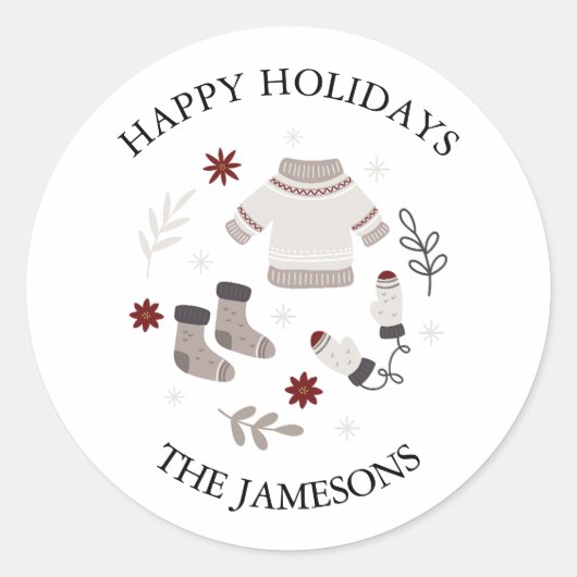 Prettige feestdagen Label Scandinavische Sticker (Voorkant)