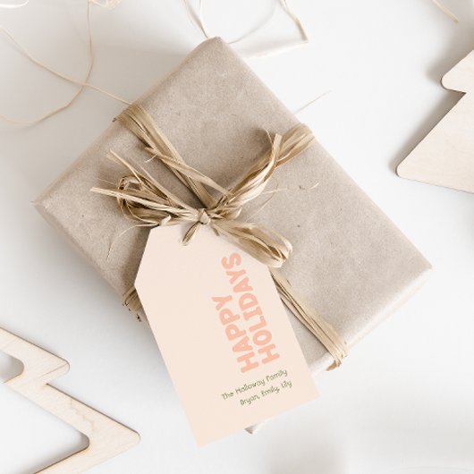 Prettige feestdagen Label Vet Modern Cadeaulabel