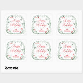 Prettige feestdagen Labels, Cadeau Labels, Vakanti Vierkante Sticker (Vel)