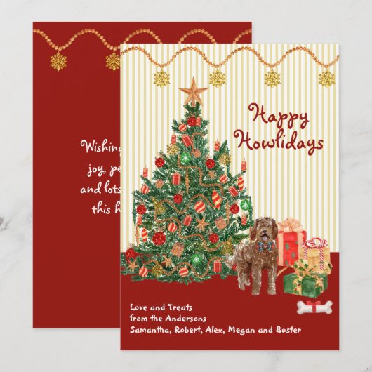 prettige feestdagen Labradoodle Tree Cadeaus (Voorkant / Achterkant)