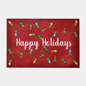 prettige feestdagen lampje op rode deurmat (Voorkant)