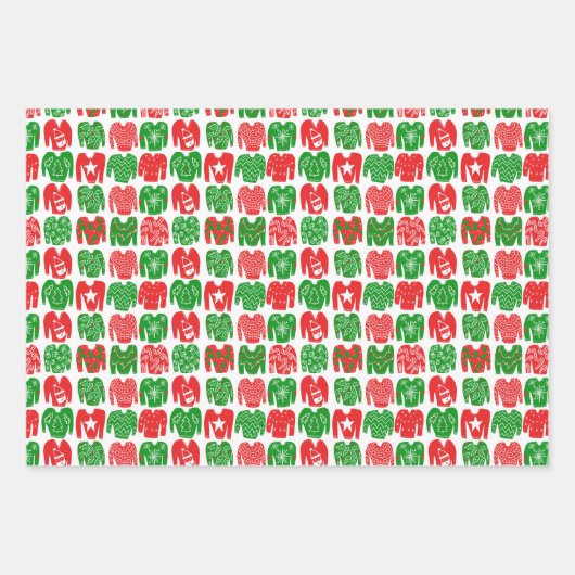 Prettige feestdagen Lelijke kersttrui Inpakpapier Vel (Voorkant 3)