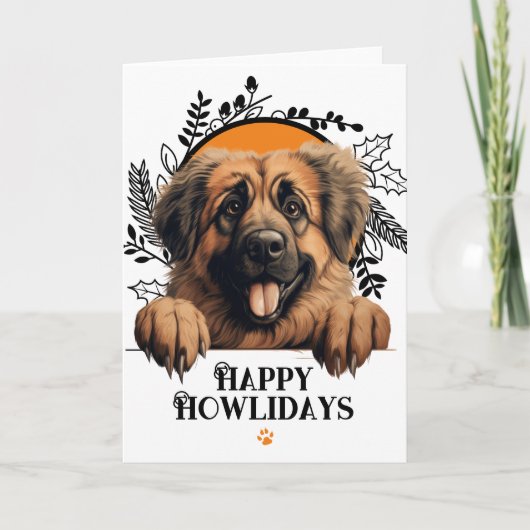Prettige feestdagen Leonberger Hond Kerstmis (Voorkant)