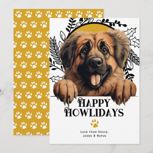 Prettige feestdagen Leonberger Hond Kerstmis Feestdagenkaart (Voorkant / Achterkant)
