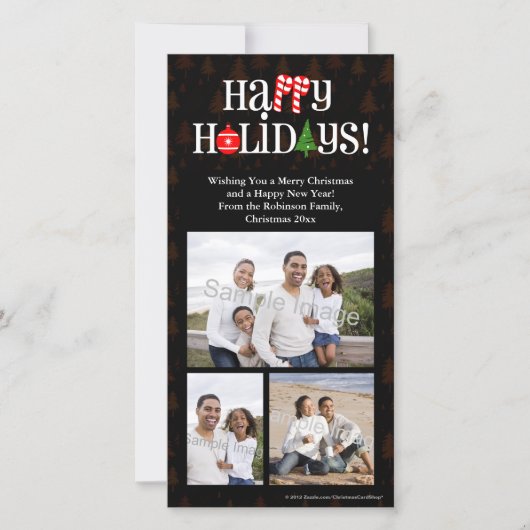 prettige feestdagen Letter-pictogrammen Feestdagenkaart (Voorkant)