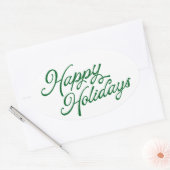 Prettige feestdagen · Lettering groen en wit Ovale Sticker (Envelop)
