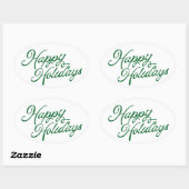 Prettige feestdagen · Lettering groen en wit Ovale Sticker (Vel)