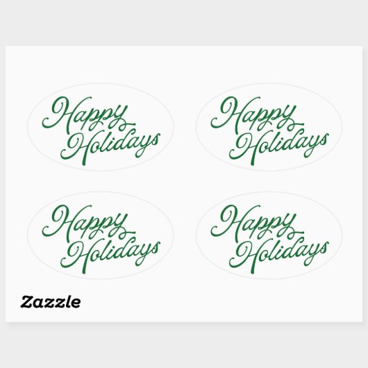 Prettige feestdagen · Lettering groen en wit Ovale Sticker (Vel)