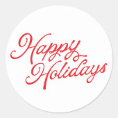 Prettige feestdagen · Lettering rood en wit Ronde Sticker (Voorkant)