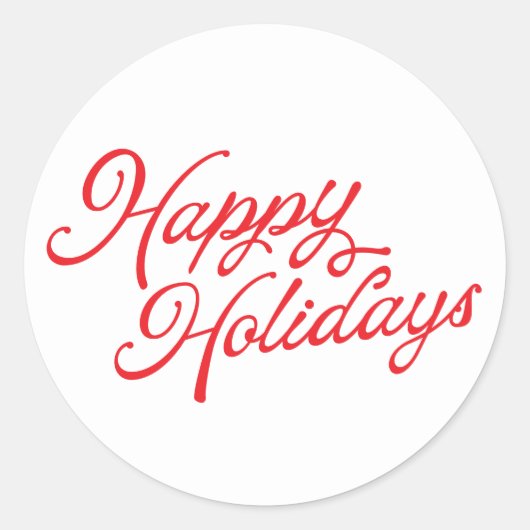 Prettige feestdagen · Lettering rood en wit Ronde Sticker (Voorkant)