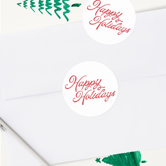 Prettige feestdagen · Lettering rood en wit Ronde Sticker